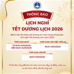 THÔNG BÁO: LỊCH NGHỈ TẾT DƯƠNG LỊCH NĂM 2026